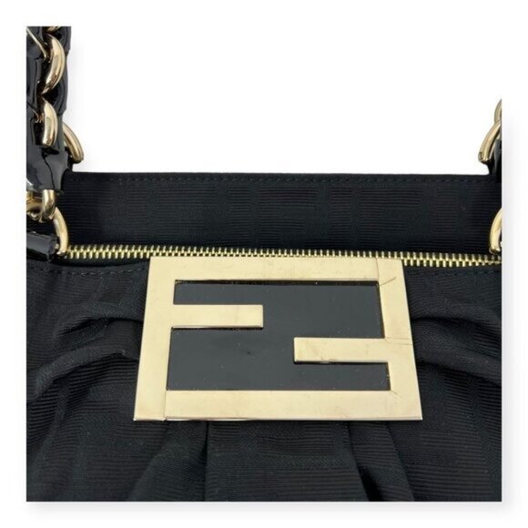 Fendi Large Zucca Black Canvas Monogram Mia Shoulder Bag - Picture 12 of 16